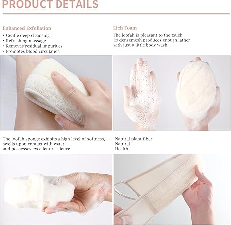 Natural Loofah Sponge Exfoliating Body & Back Scrubber