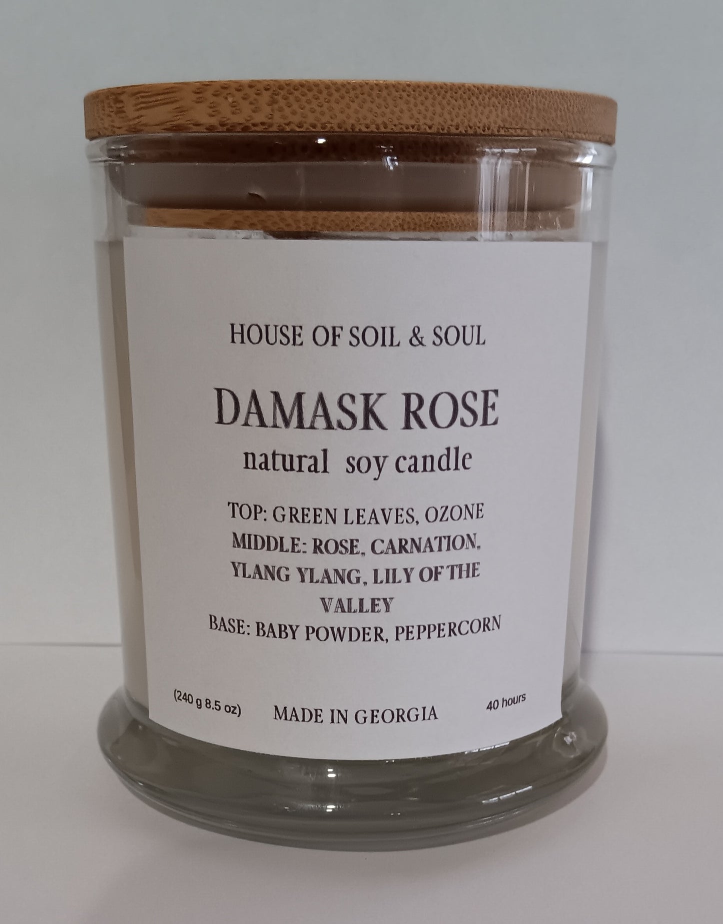 Damask Rose Natural Soy Candle