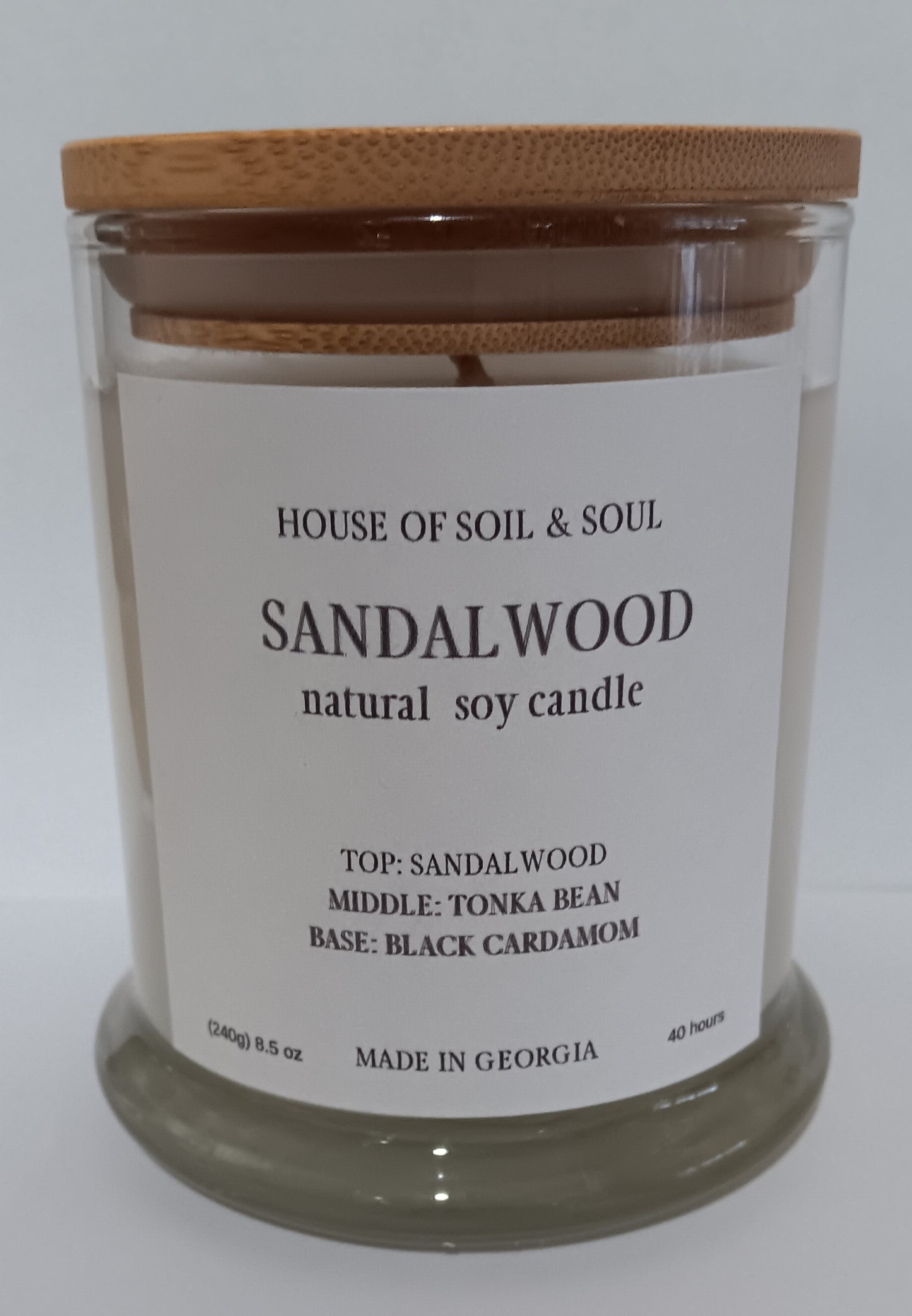 Sandalwood Natural Soy Candle