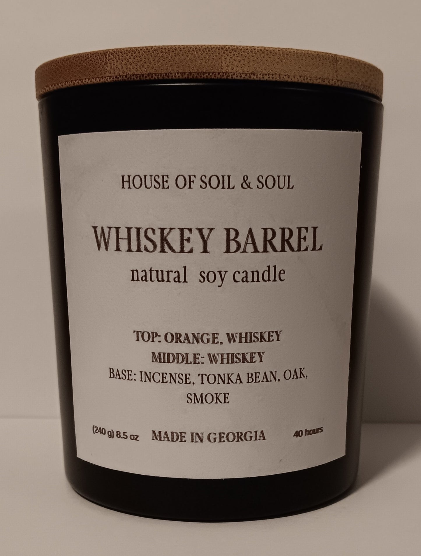 Whiskey Barrel Natural Soy Candle