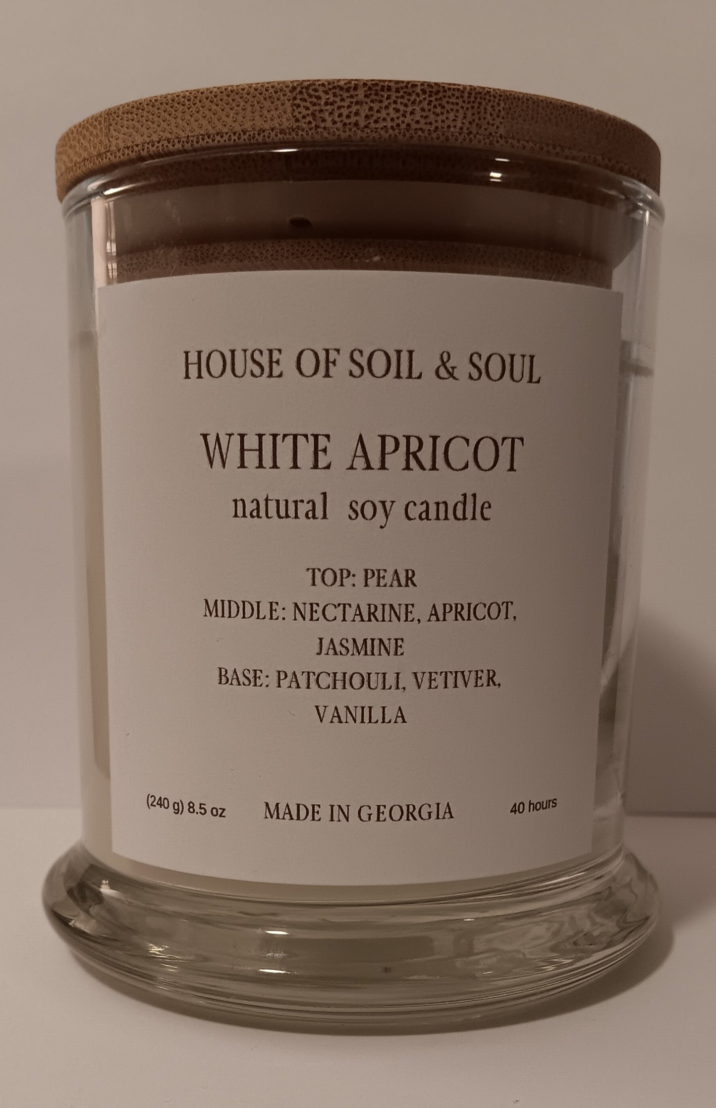 White Apricot Natural Soy Candle