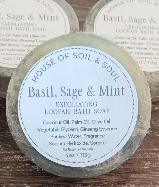 Basil Sage & Mint Loofah Soap